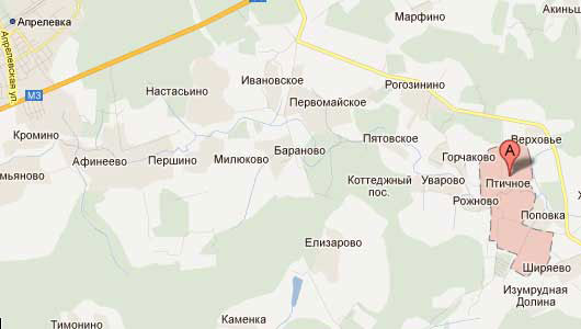Поселок Птичное на карте