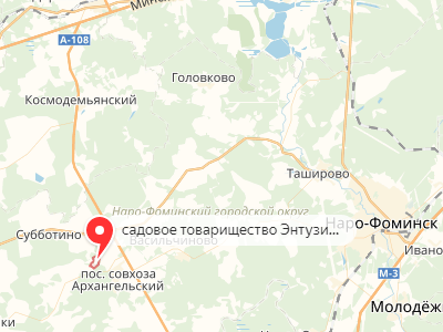 СНТ Энтузиаст у поселка совхоза Архангельский на карте